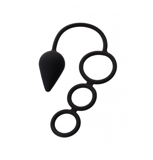 Тройное эрекционное кольцо с анальным хвостом Drop M-size Тройное эрекционное кольцо с анальным хвостом Drop M-size