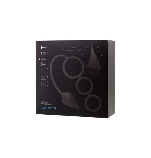 Тройное эрекционное кольцо с анальным хвостом Drop M-size Тройное эрекционное кольцо с анальным хвостом Drop M-size