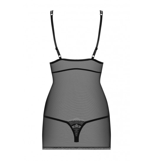 Полупрозрачная сорочка с кружевным декором под лифом