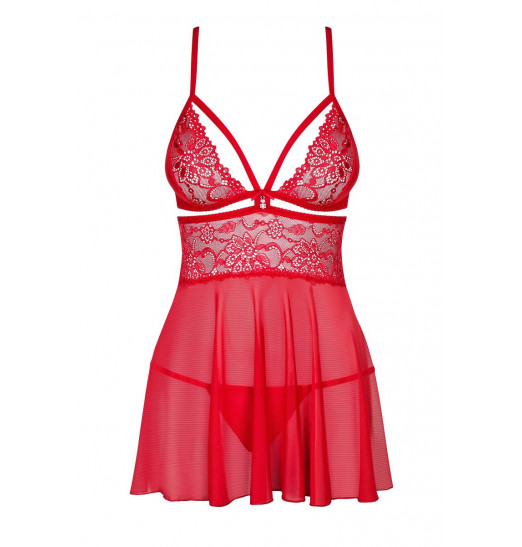 Яркая сорочка бэби-долл с изысканным цветочным кружевом Яркая сорочка бэби-долл с изысканным цветочным кружевом