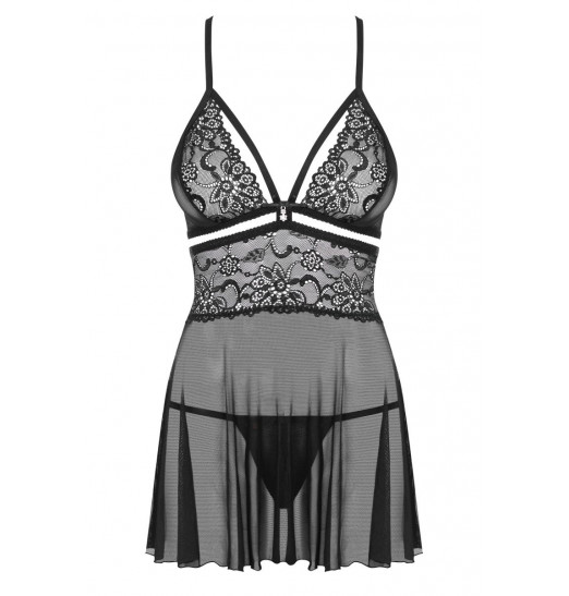 Яркая сорочка бэби-долл с изысканным цветочным кружевом Яркая сорочка бэби-долл с изысканным цветочным кружевом