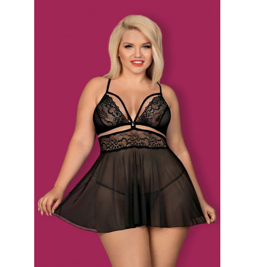 Яркая сорочка бэби-долл с изысканным цветочным кружевом Яркая сорочка бэби-долл с изысканным цветочным кружевом