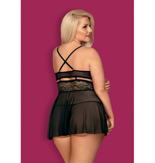 Яркая сорочка бэби-долл с изысканным цветочным кружевом Яркая сорочка бэби-долл с изысканным цветочным кружевом