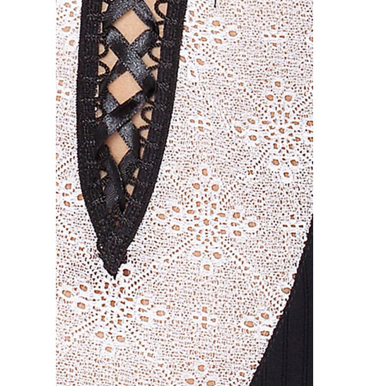 Боди в полоску Larisa с нежным кружевом и шнуровкой