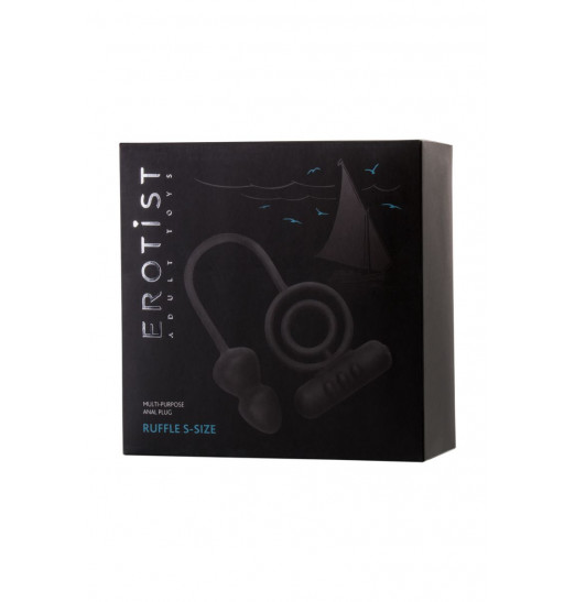 Чёрное эрекционное кольцо с вибропулькой и анальным хвостом