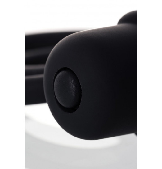 Чёрное эрекционное кольцо с вибростимулятором и анальным хвостом