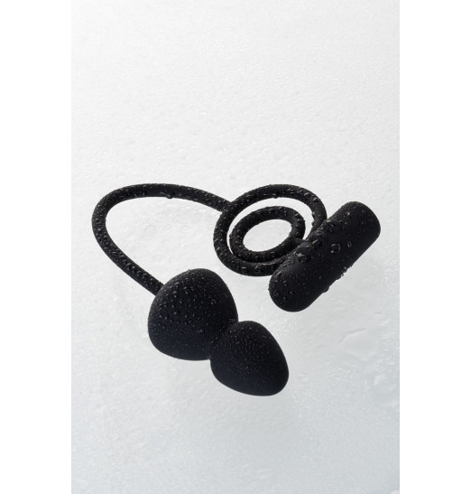 Чёрное эрекционное кольцо с вибростимулятором и анальным хвостом