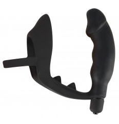 Черное кольцо с анальной вибропробкой Black Velvets