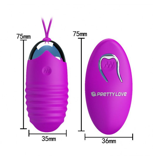 Лиловое ребристое виброяичко с пультом ДУ Jessica