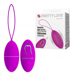 Лиловое гладкое виброяйцо с пультом ДУ Joanne
