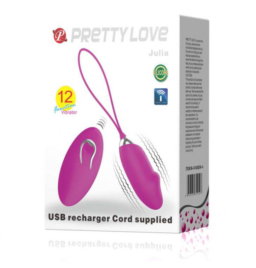 Лиловое виброяйцо Julia с выделенной головкой и пультом ДУ