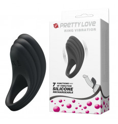 Чёрное перезаряжаемое эрекционное кольцо с вибрацией