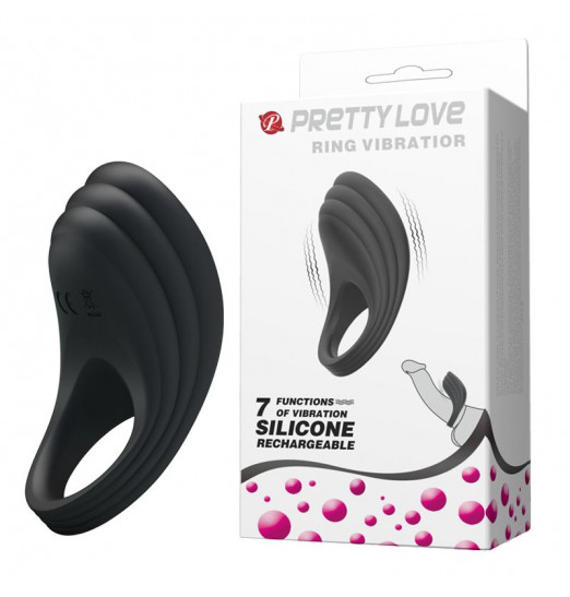 Чёрное перезаряжаемое эрекционное кольцо с вибрацией