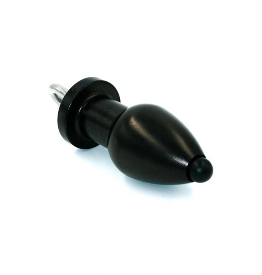 Чёрная полая анальная втулка с вставным поршнем