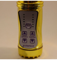 Золотистый вибратор с 24 видами вибрации и ротации - 21 см.