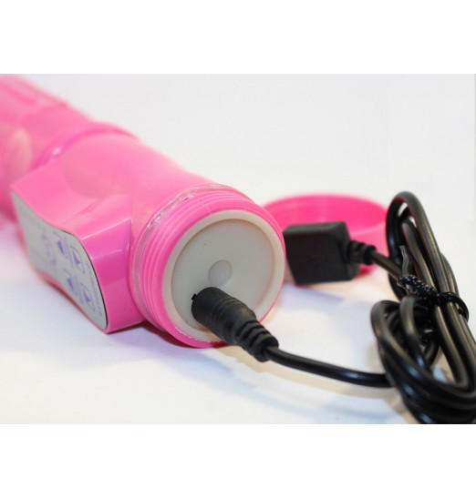 Перезаряжаемый розовый вибратор с ротацией - 22,5 см. Перезаряжаемый розовый вибратор с ротацией - 22,5 см.