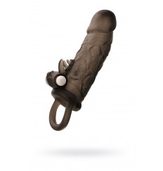 Чёрная насадка на пенис Toyfa XLover с вибрацией