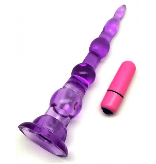 Фиолетовый анальный конус с вибропулькой - 17 см.