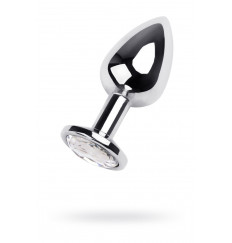 Серебристая анальная пробка с прозрачным кристаллом - 9,5 см.