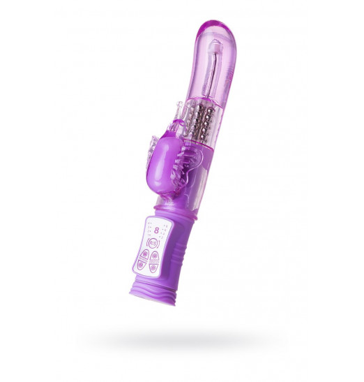 Фиолетовый вибратор High-Tech fantasy с бабочкой для клитора - 22,4 см.