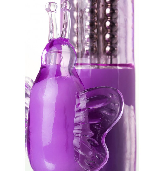 Фиолетовый вибратор High-Tech fantasy с бабочкой для клитора - 22,4 см.