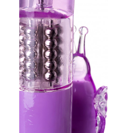 Фиолетовый вибратор High-Tech fantasy с бабочкой для клитора - 22,4 см.