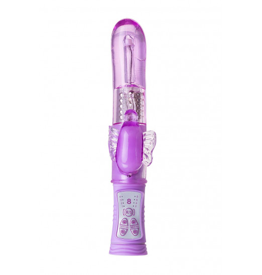 Фиолетовый вибратор High-Tech fantasy с бабочкой для клитора - 22,4 см.