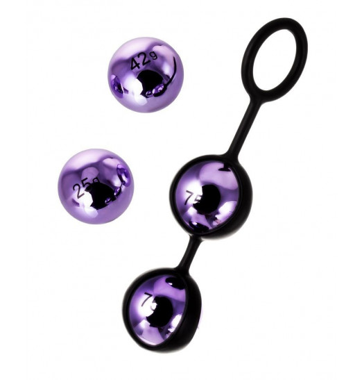 Фиолетово-чёрный набор вагинальных шариков TOYFA A-toys