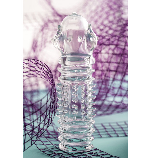 Прозрачная насадка на пенис TOYFA A-Toys с расширенной головкой - 15,3 см.