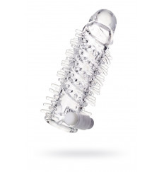 Насадка на пенис TOYFA A-Toys с вибропулей и шипами - 13,4 см.