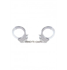 Серебристые наручники Romfun из металла со стразами