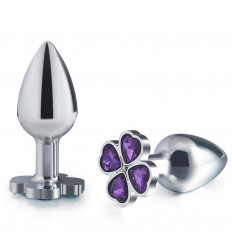 Серебристая пробка с цветком из фиолетовых сердечек - 7 см.