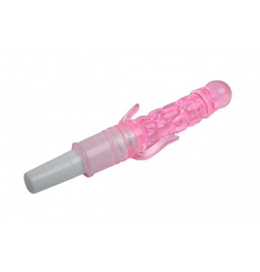 Розовый вибромассажёр с дополнительными отростками - 21 см.