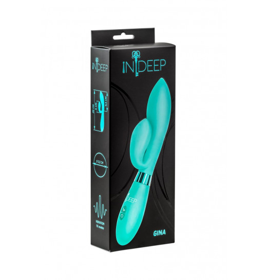 Мятный вибратор Gina с клиторальным отростком - 20 см. Мятный вибратор Gina с клиторальным отростком - 20 см.