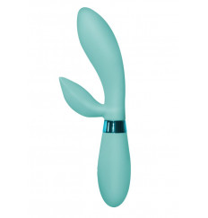 Мятный вибратор Leyla с клиторальным отростком - 20,5 см.