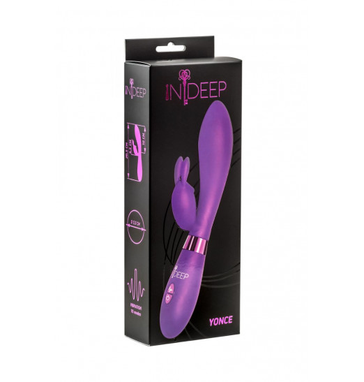 Фиолетовый вибратор Yonce с клиторальным зайчиком - 20,5 см. Фиолетовый вибратор Yonce с клиторальным зайчиком - 20,5 см.