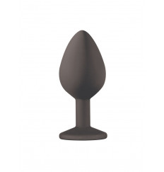 Чёрная анальная пробка Emotions Cutie Medium с желтым кристаллом - 8,5 см.