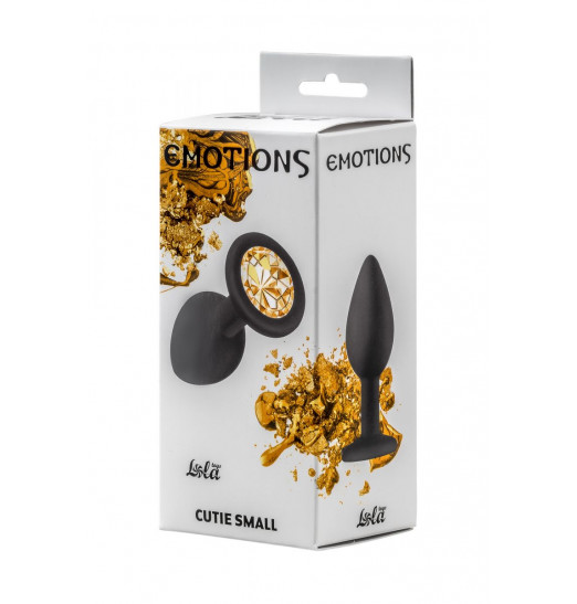 Чёрная анальная пробка Emotions Cutie Small с жёлтым кристаллом - 7,5 см. Чёрная анальная пробка Emotions Cutie Small с жёлтым кристаллом - 7,5 см.