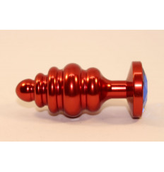 Красная фигурная пробка с синим стразом - 7,3 см.