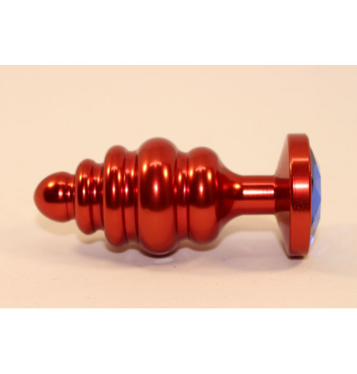 Красная фигурная пробка с синим стразом - 7,3 см.