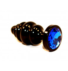 Чёрная пробка с синим стразом - 7,3 см.