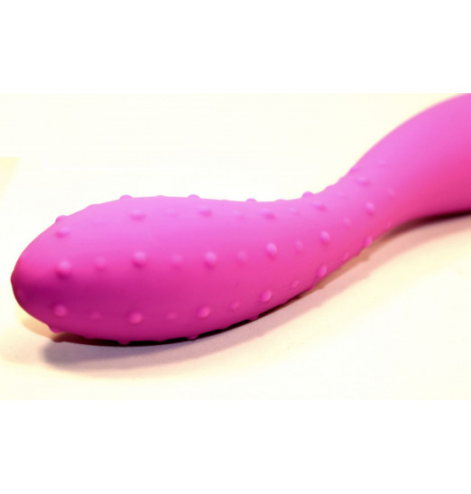 Розовый фаллоимитатор с двумя разными поверхностями - 20 см.