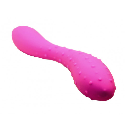 Розовый фаллоимитатор с двумя разными поверхностями - 20 см.