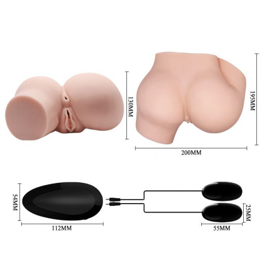 Телесный полуторс с двумя любовными тоннелями и вибрацией Телесный полуторс с двумя любовными тоннелями и вибрацией