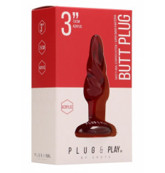 Красная анальная пробка Butt Plug Rounded 3 Inch - 7,6 см.