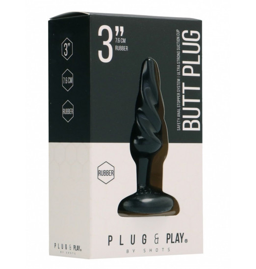 Чёрная анальная пробка Butt Plug Rounded 3 Inch - 7,6 см.