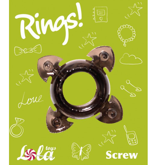 Чёрное эрекционное кольцо Rings Screw