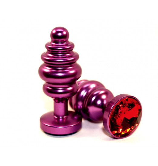 Фиолетовая фигурная пробка с красным кристаллом - 7,3 см.