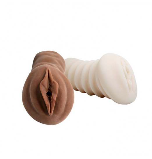 Комплект мастурбаторов-вагин - телесная и темнокожая