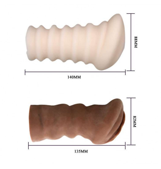 Комплект мастурбаторов-вагин - телесная и темнокожая